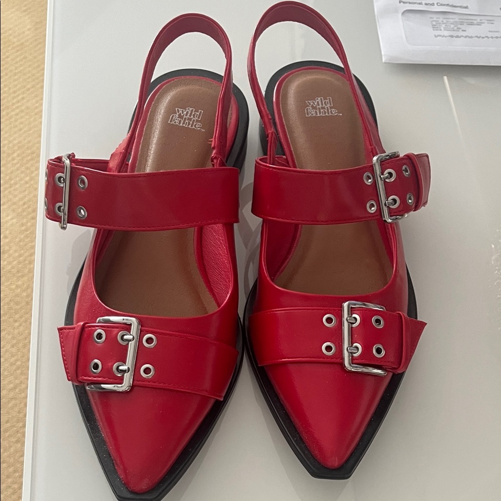 Wild Fable Red Buckle Slingback Flats